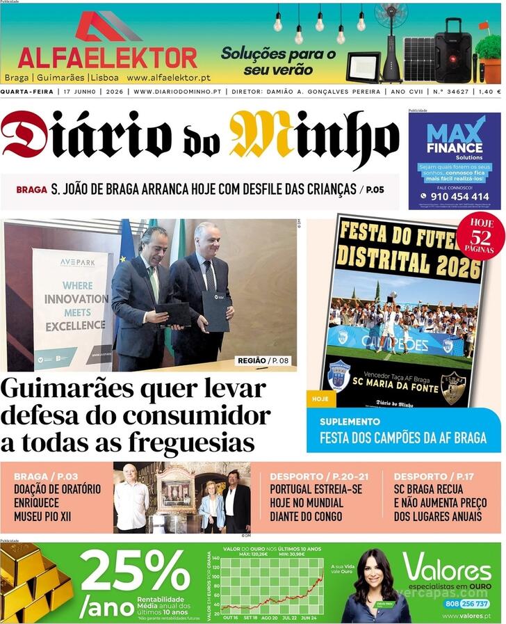 Capa Di�rio do Minho - 2026-06-17