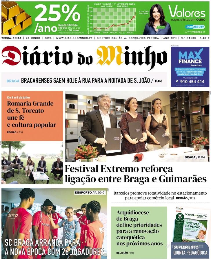 Capa Di�rio do Minho - 2026-06-23