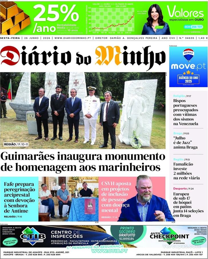 Capa Di�rio do Minho - 2026-06-26