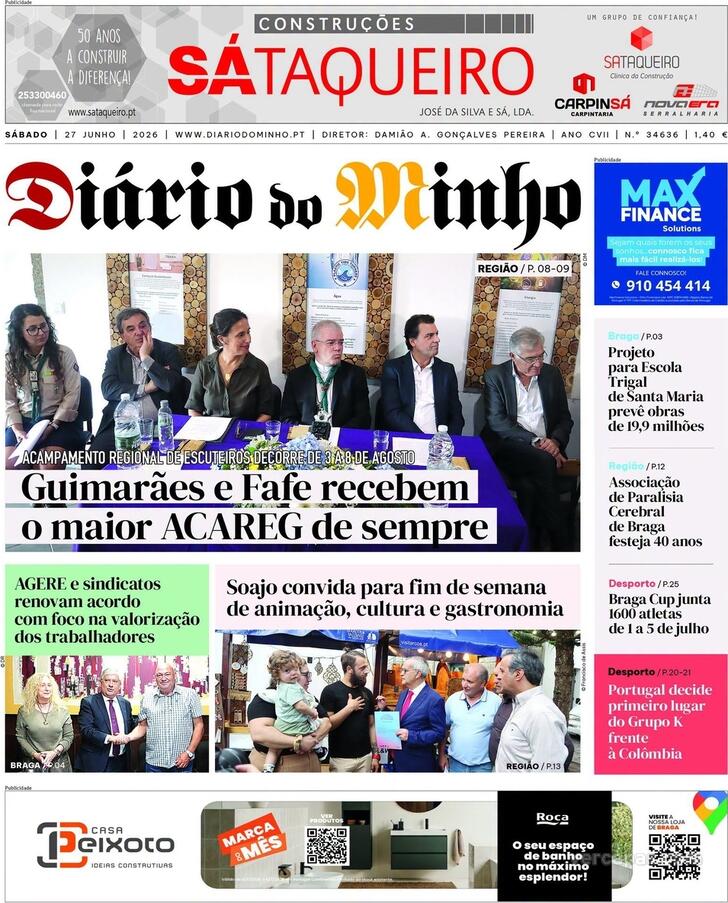 Capa Di�rio do Minho - 2026-06-27