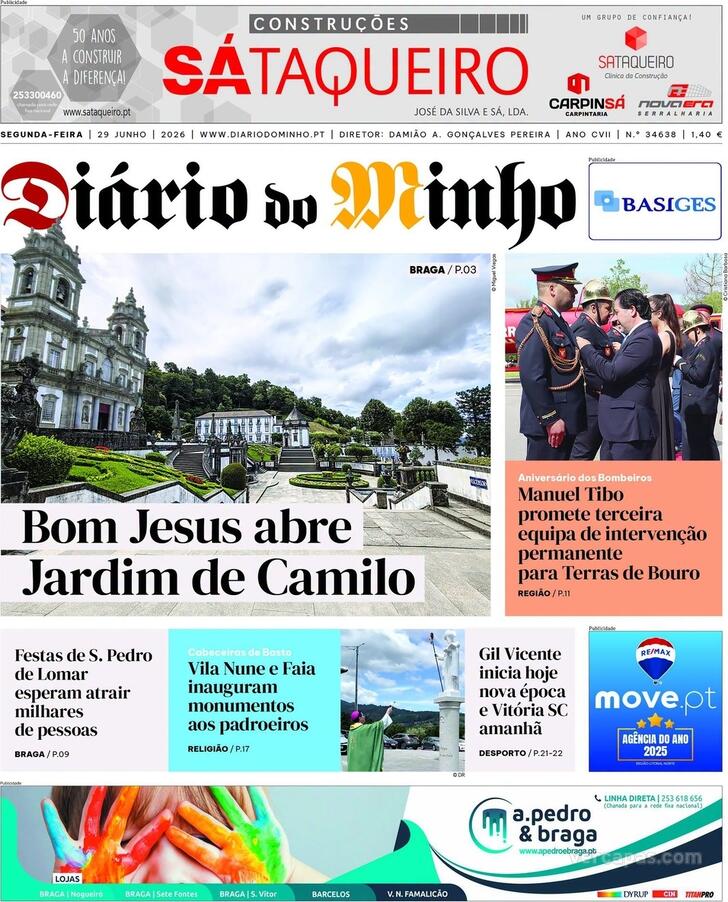 Capa Di�rio do Minho - 2026-06-29