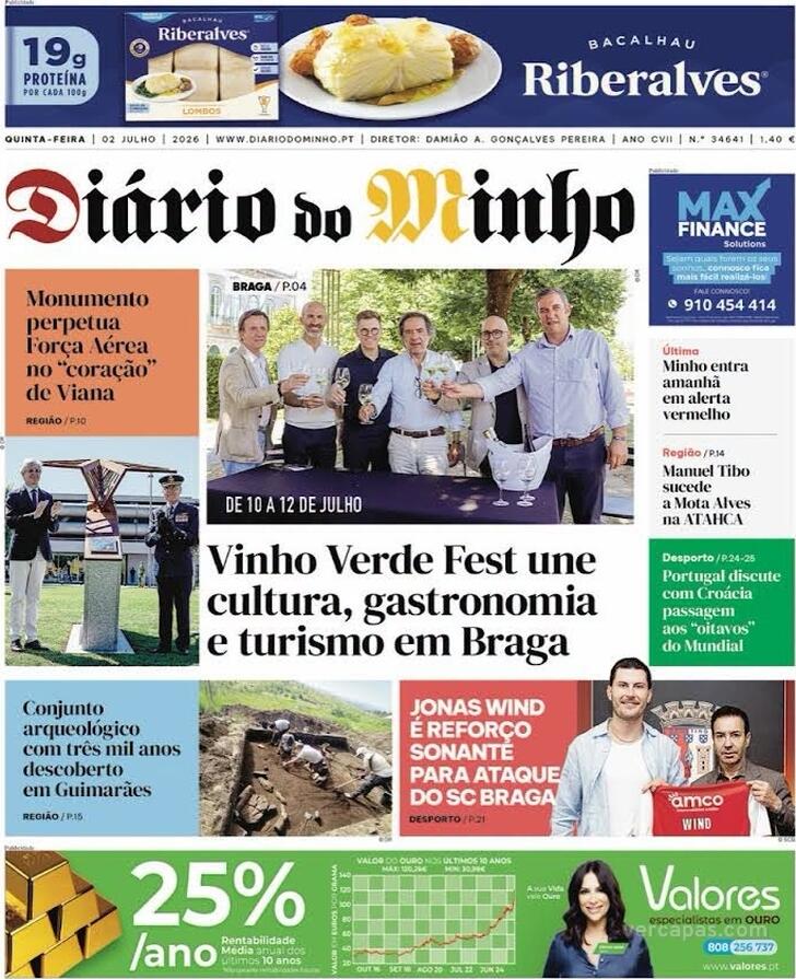 Capa Di�rio do Minho - 2026-07-02