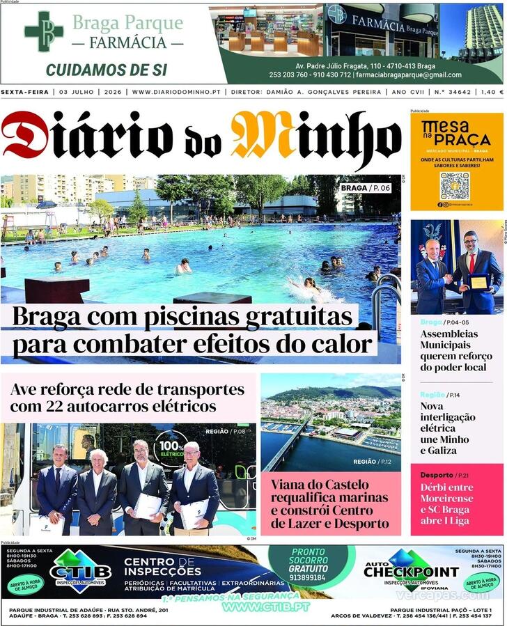 Capa Di�rio do Minho - 2026-07-03