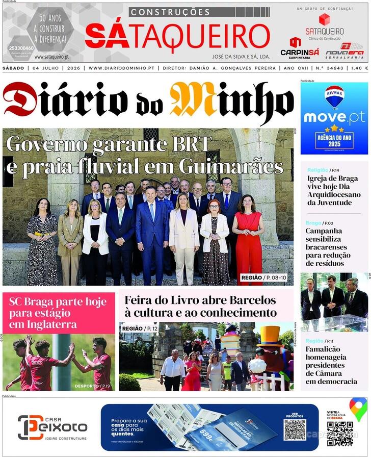 Capa Di�rio do Minho - 2026-07-04