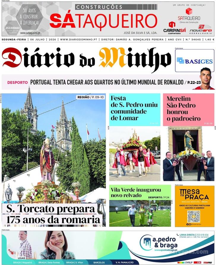 Capa Di�rio do Minho - 2026-07-06
