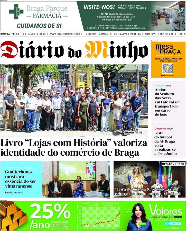 Capa Di�rio do Minho - 2026-07-09
