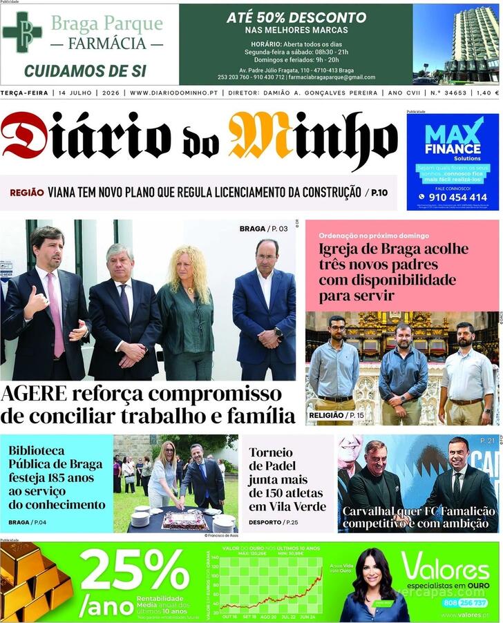 Capa Di�rio do Minho - 2026-07-14