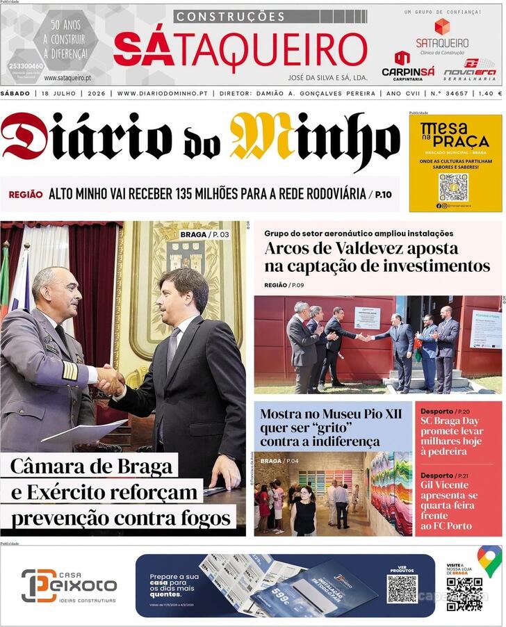 Capa Di�rio do Minho - 2026-07-18