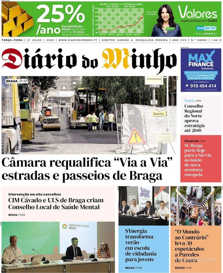 Capa Di�rio do Minho - 2026-07-21