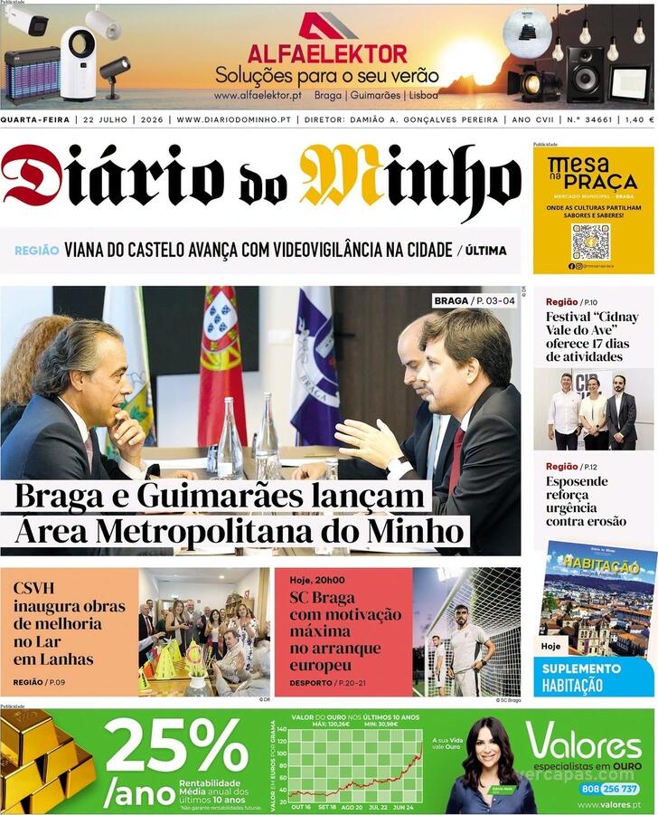 Capa Di�rio do Minho - 2026-07-22