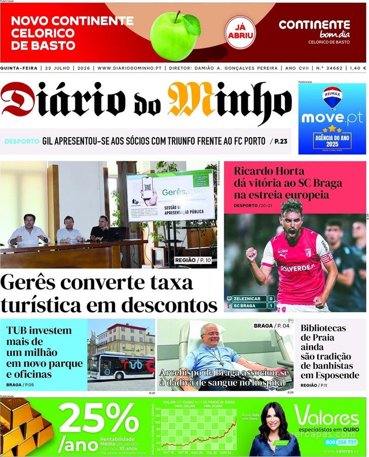 Capa Di�rio do Minho - 2026-07-23
