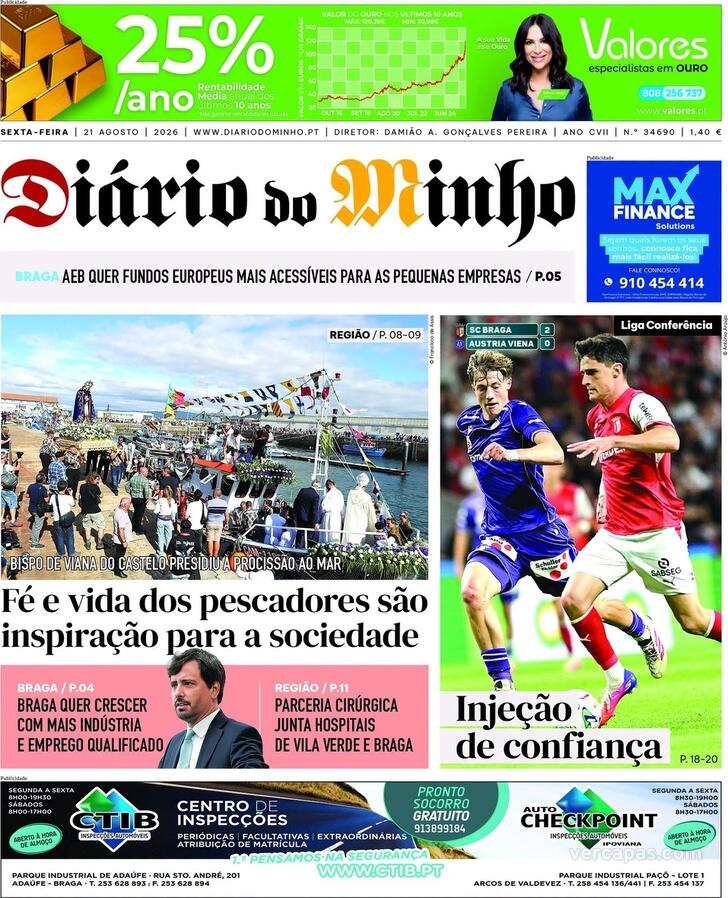 Capa Di�rio do Minho - 2026-08-21