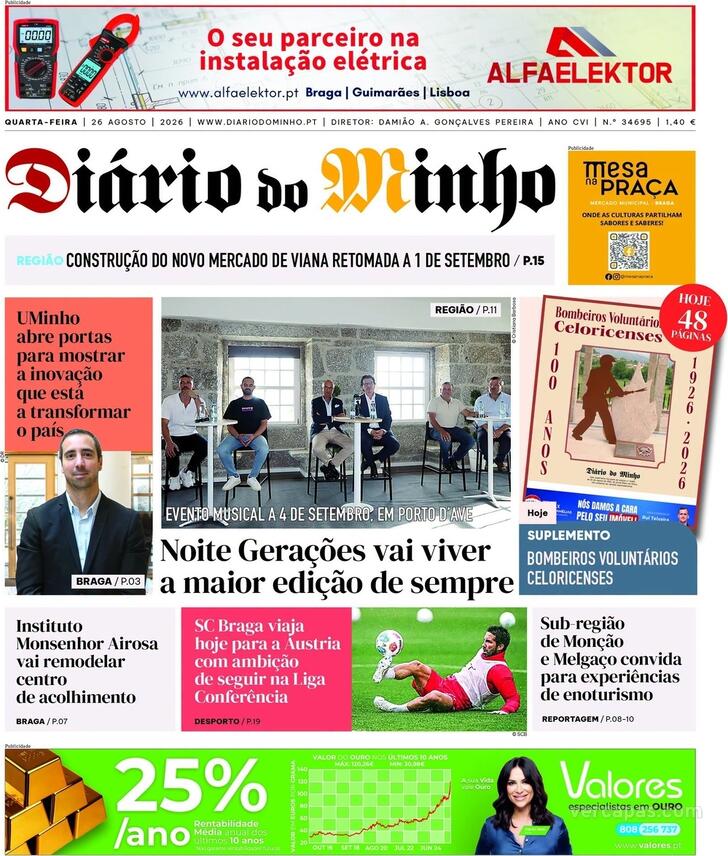 Capa Di�rio do Minho - 2026-08-26