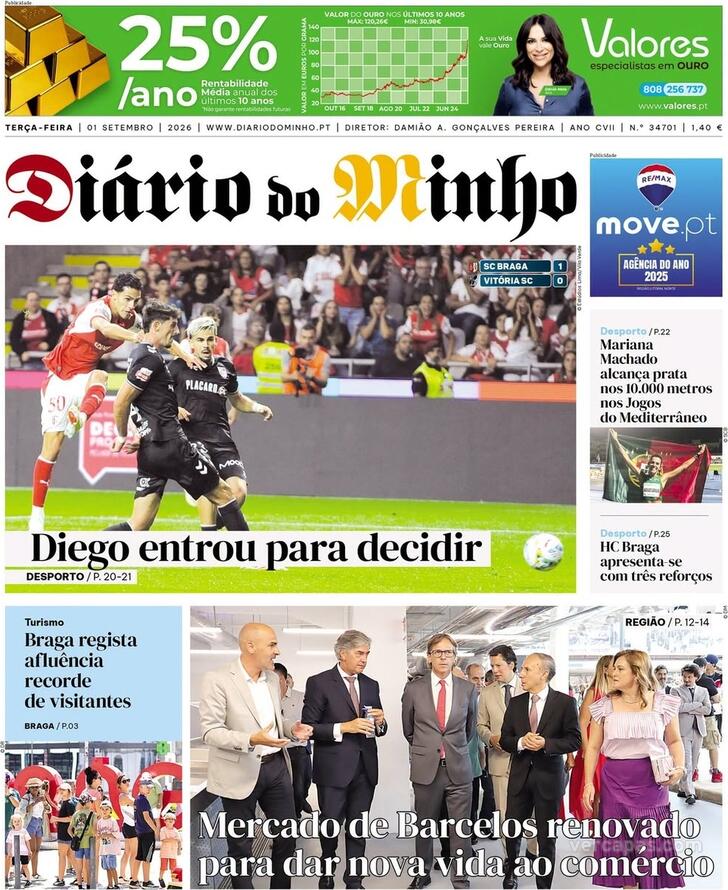 Capa Di�rio do Minho - 2026-09-01