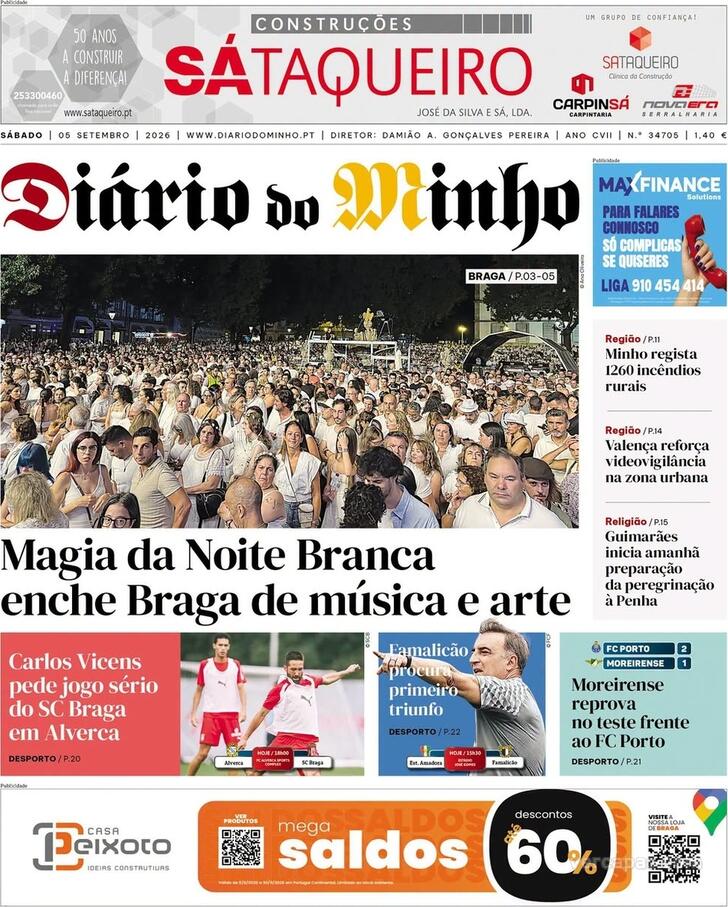 Capa Di�rio do Minho - 2026-09-05