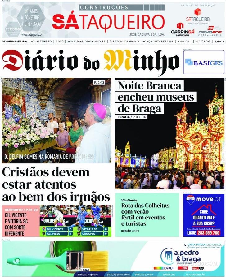 Capa Di�rio do Minho - 2026-09-07