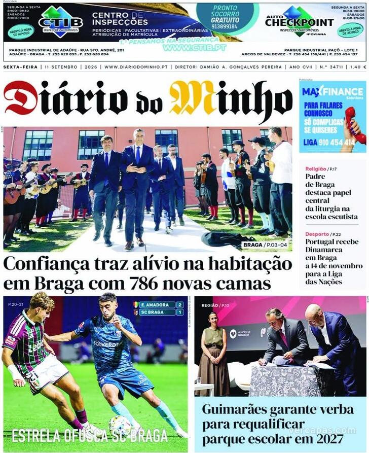 Capa Di�rio do Minho - 2026-09-11