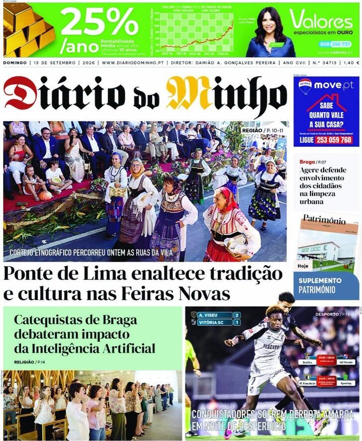 Capa Di�rio do Minho - 2026-09-13