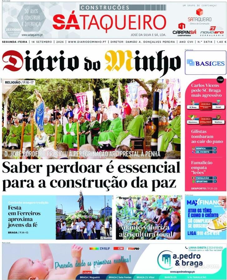 Capa Di�rio do Minho - 2026-09-14