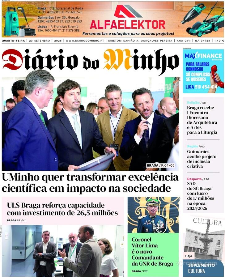 Capa Di�rio do Minho - 2026-09-23