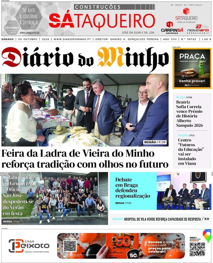 Capa Di�rio do Minho - 2026-10-03
