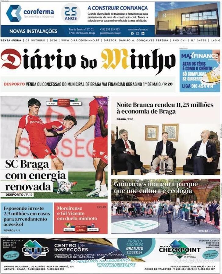 Capa Di�rio do Minho - 2026-10-09