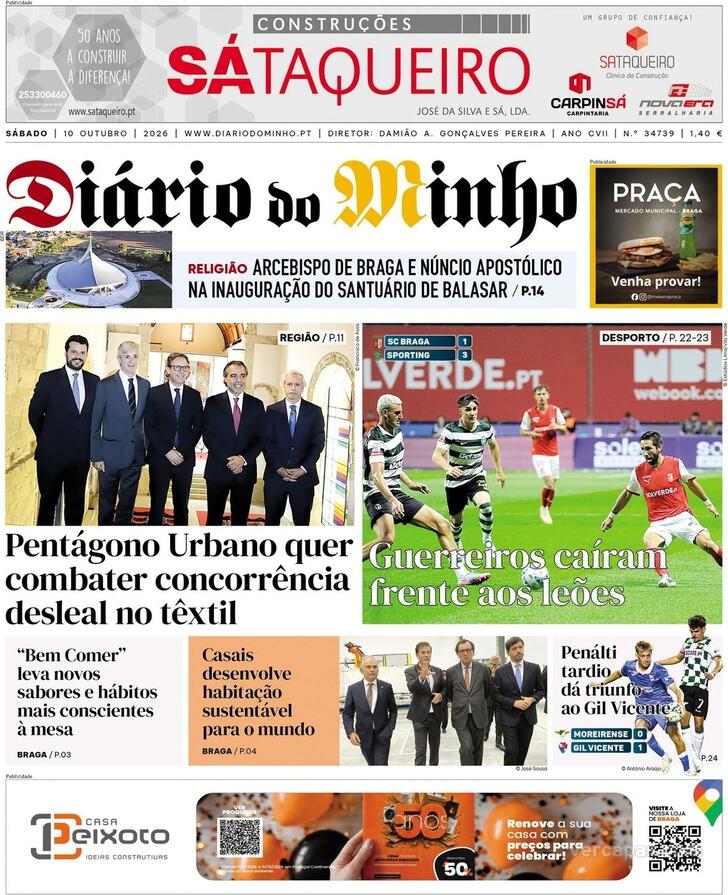 Capa Di�rio do Minho - 2026-10-10
