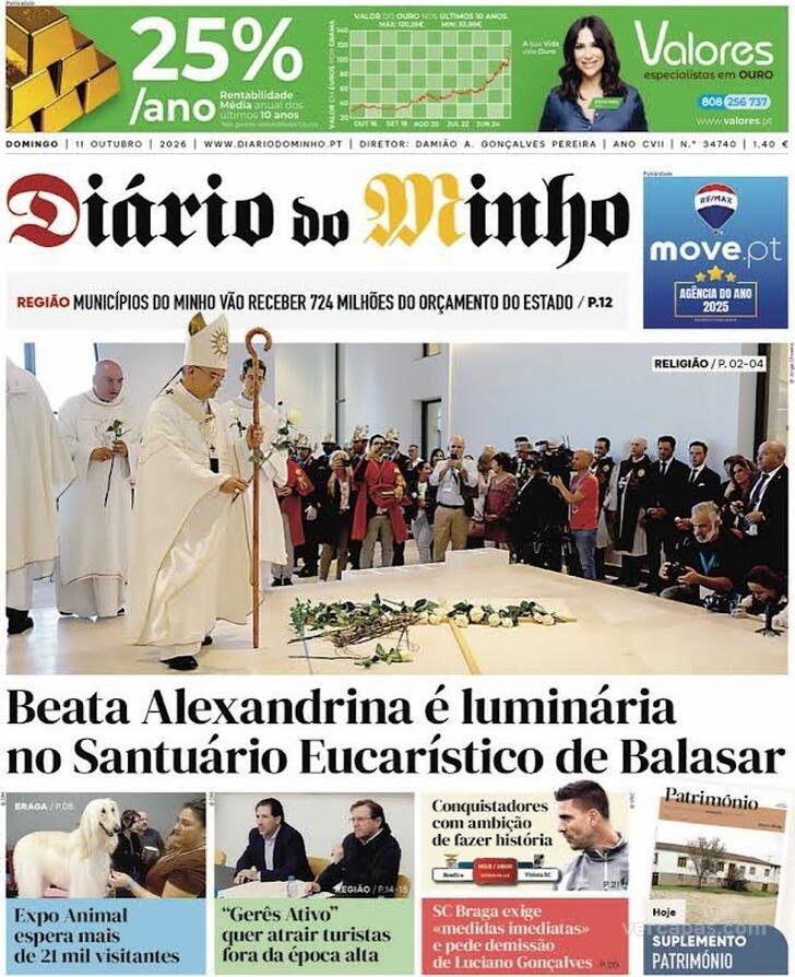 Capa Di�rio do Minho - 2026-10-11