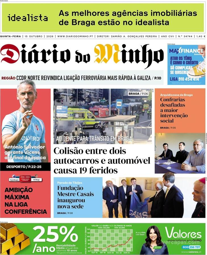 Capa Di�rio do Minho - 2026-10-15
