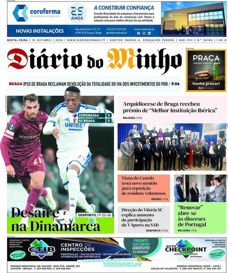 Capa Di�rio do Minho - 2026-10-16