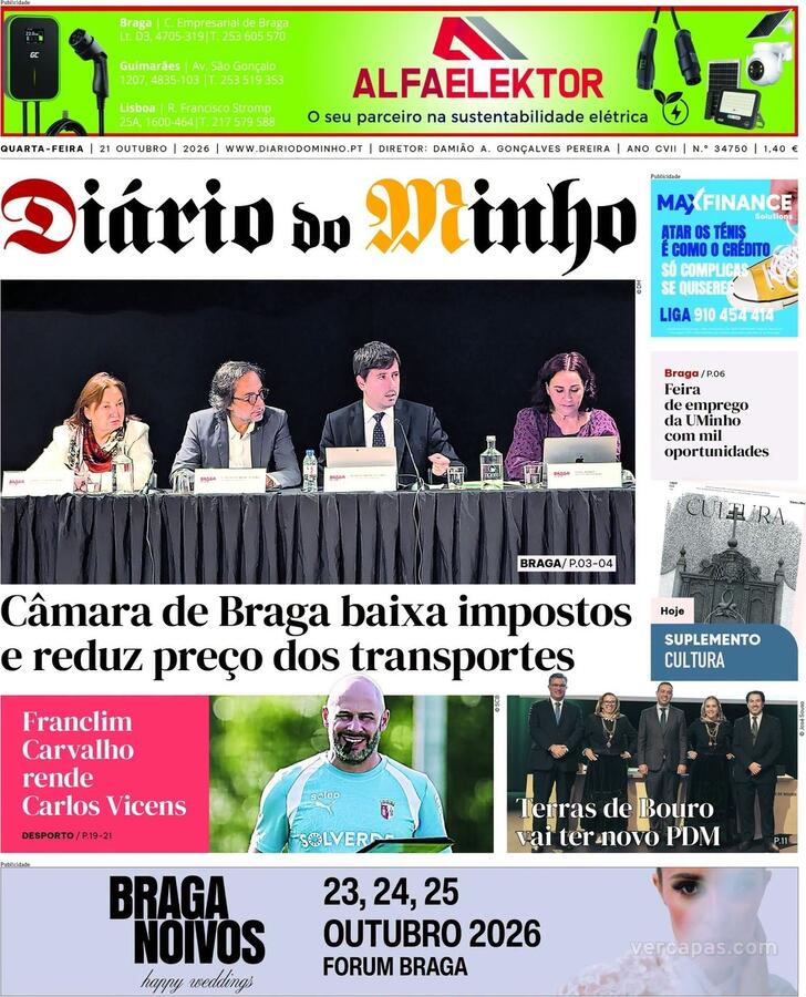 Capa Di�rio do Minho - 2026-10-21