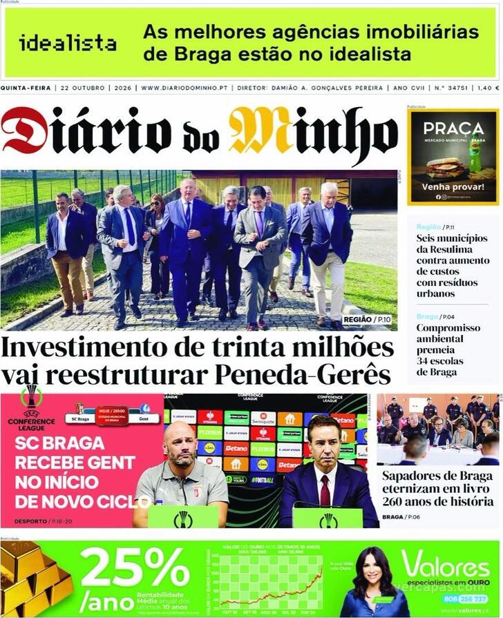 Capa Di�rio do Minho - 2026-10-22
