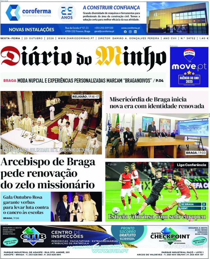 Capa Di�rio do Minho - 2026-10-23