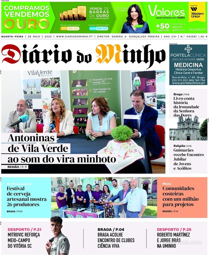 Capa Dirio do Minho - 2025-05-28