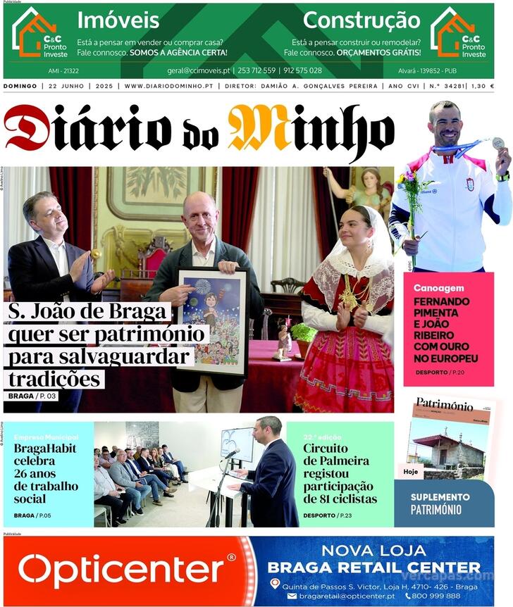 Capa Dirio do Minho - 2025-06-22