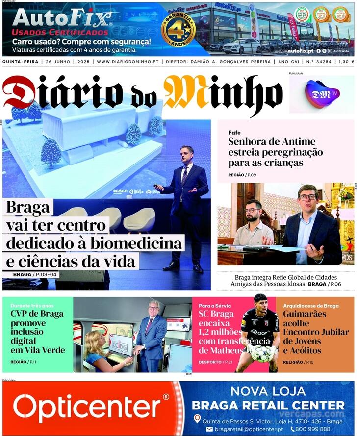 Capa Dirio do Minho - 2025-06-26