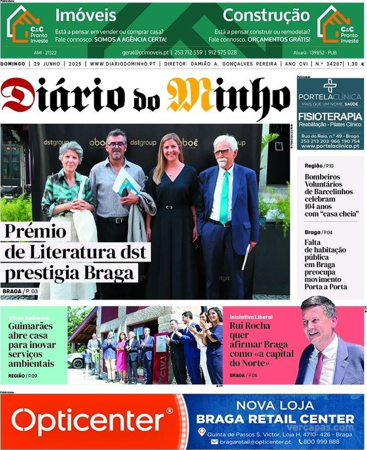 Capa Dirio do Minho - 2025-06-29