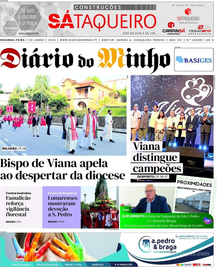 Capa Dirio do Minho - 2025-06-30
