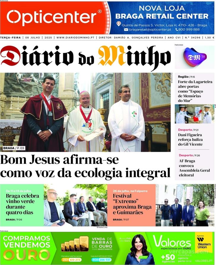 Capa Dirio do Minho - 2025-07-08