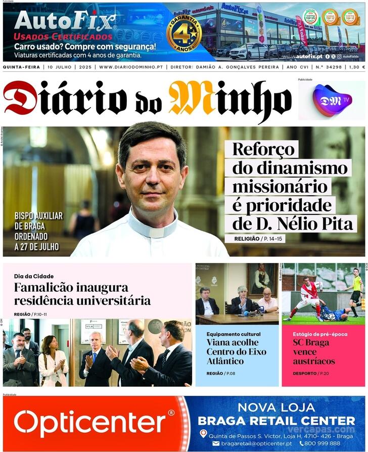 Capa Dirio do Minho - 2025-07-10