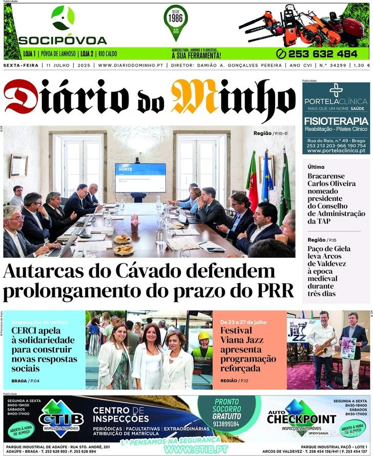 Capa Dirio do Minho - 2025-07-11