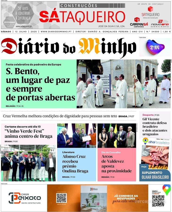 Capa Dirio do Minho - 2025-07-12