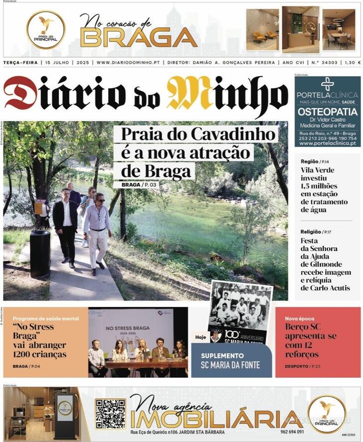 Capa Dirio do Minho - 2025-07-15