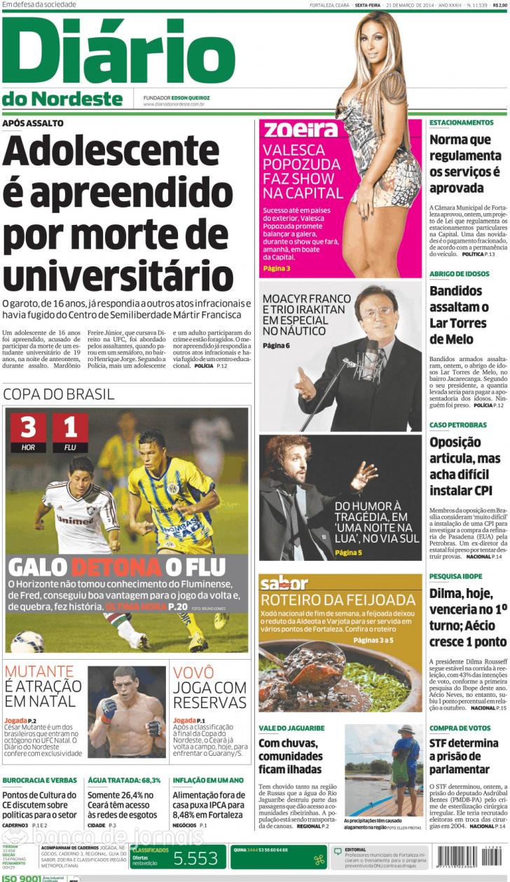 Capa Dirio do Nordeste - 2014-03-21