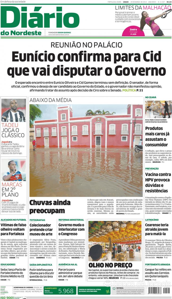 Capa Dirio do Nordeste - 2014-03-29