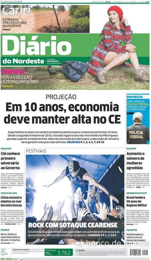 Capa Dirio do Nordeste - 2014-03-30