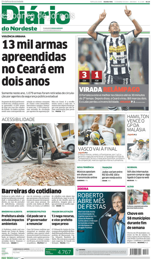 Capa Dirio do Nordeste - 2014-03-31