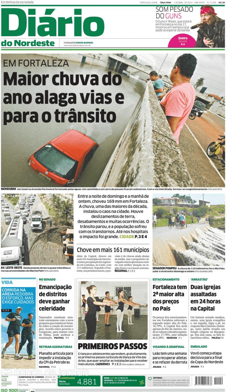 Capa Dirio do Nordeste - 2014-04-01