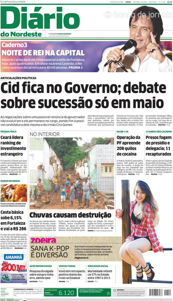 Capa Diário Do Nordeste De 2014 04 05 