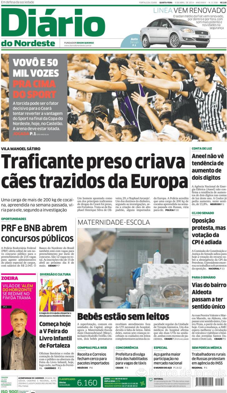 Capa Dirio do Nordeste - 2014-04-09